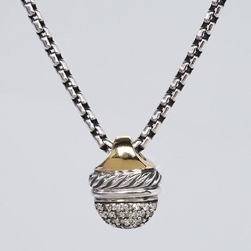 Authentic David Yurman pavé diamond acorn necklace